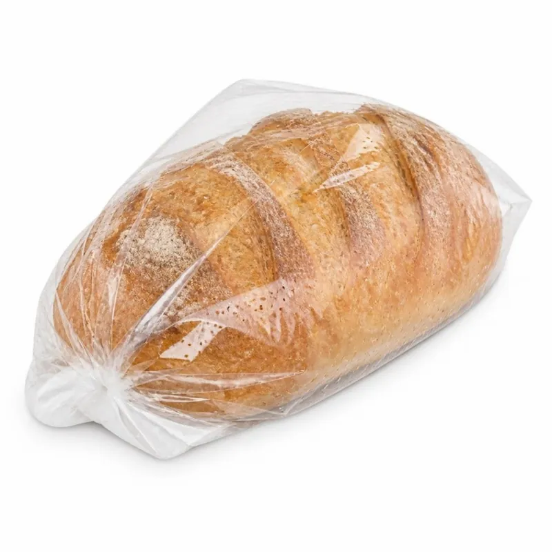 Loaf of bread inside a clear perforated film bag